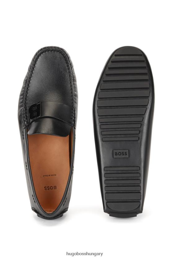 Hugo Boss Nappa bőr mokaszinok 'b' hardver szegéllyel hugo black 80P64952 fekete