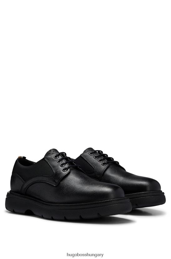 Hugo Boss fekete vegyes anyagú derbicipő szemcsés bőr hugóval 80P64680 fekete