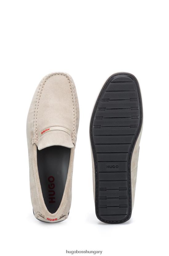 Hugo Boss hugo világos bézs velúr bebújós mokaszinok piros logóval 80P64708 világos bézs