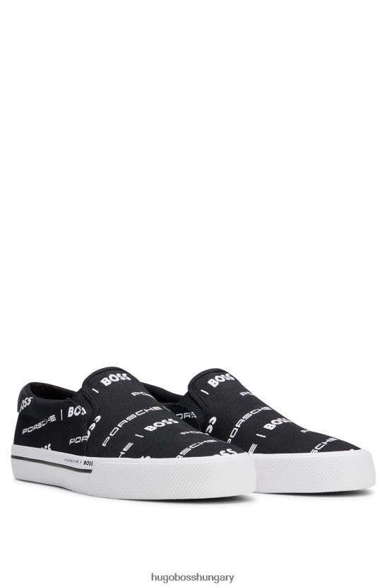 Hugo Boss porsche x pamutvászon felcsúsztatható tornacipő 80P64906 fekete