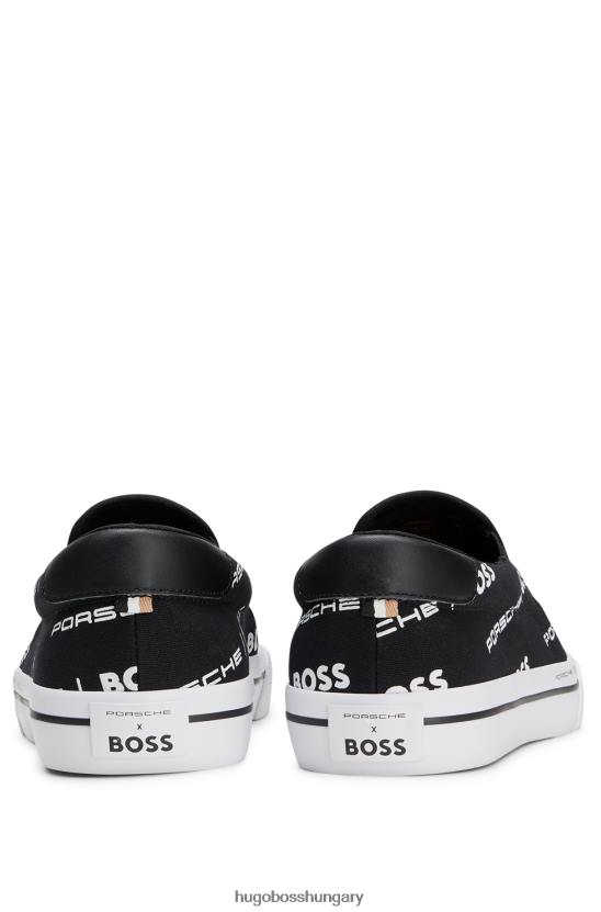 Hugo Boss porsche x pamutvászon felcsúsztatható tornacipő 80P64906 fekete