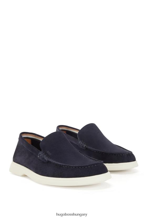 Hugo Boss velúr mokaszinok emed logóval 80P65048 sötétkék