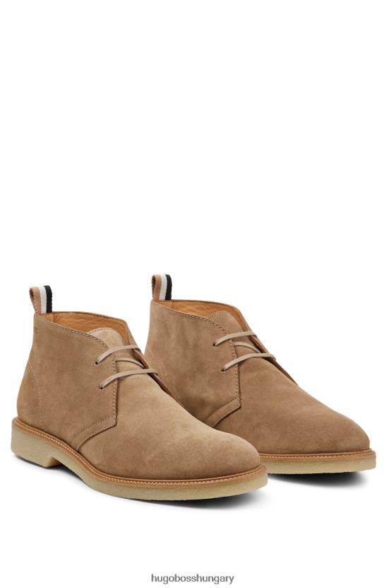 Hugo Boss Bézs hugo sivatagi csizma velúrból, jellegzetes csíkos húzóhurokkal 80P64973 bézs