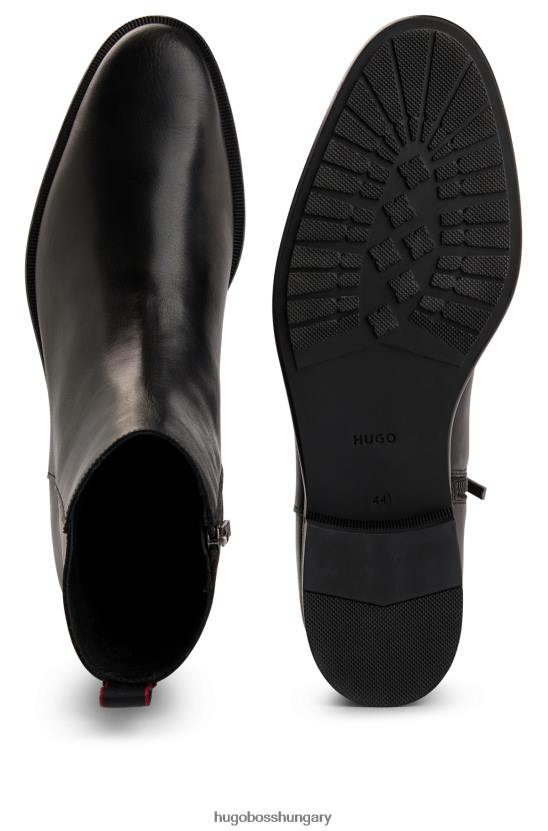 Hugo Boss Fekete hugo cipzáras csizma polírozott bőrből logóval 80P64838 fekete
