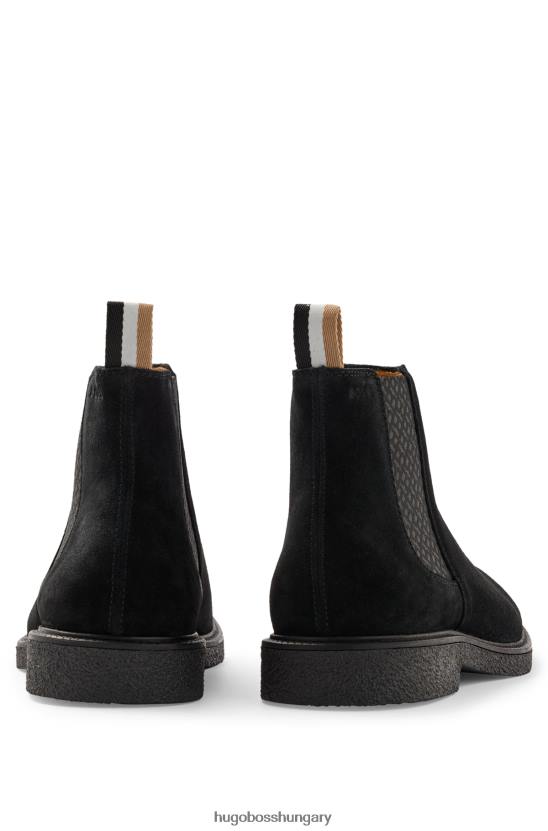 Hugo Boss chelsea velúr csizma emed logóval hugo 80P64747 fekete
