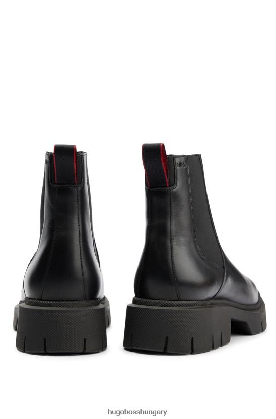 Hugo Boss fekete hugo bőr chelsea csizma vaskos gumi külső talppal 80P64988 fekete