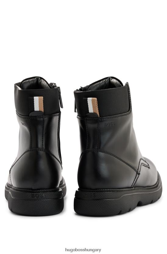 Hugo Boss fekete hugo bőr félcsizma logós részletekkel 80P64864 fekete