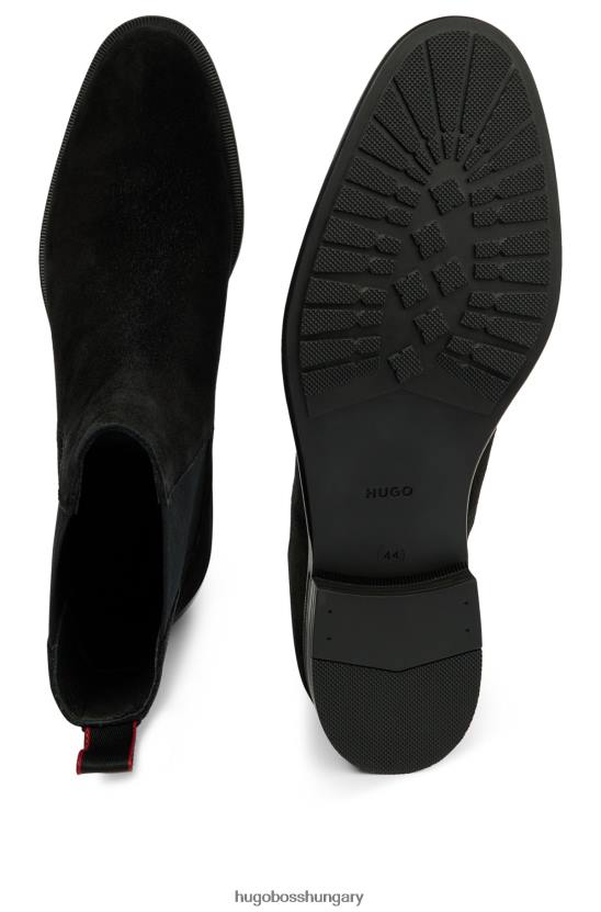 Hugo Boss fekete velúr chelsea csizma gumi külső talppal és hugo logóval 80P64781 fekete