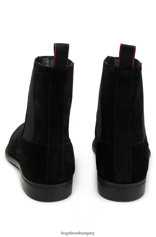 Hugo Boss fekete velúr chelsea csizma gumi külső talppal és hugo logóval 80P64781 fekete