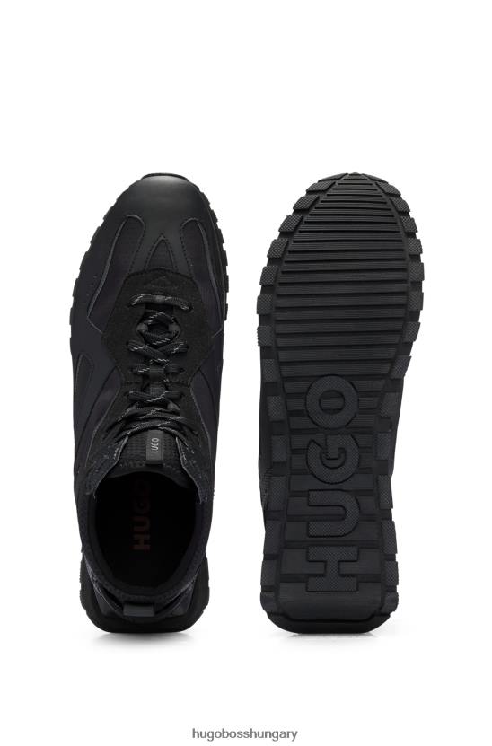 Hugo Boss hugo fekete vegyes anyagú magasszárú edzőcipő gumírozott részletekkel 80P65031 fekete