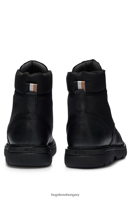 Hugo Boss hugo hibrid félcsizma szemcsés bőrből, jellegzetes fekete hátlappal 80P64644 fekete