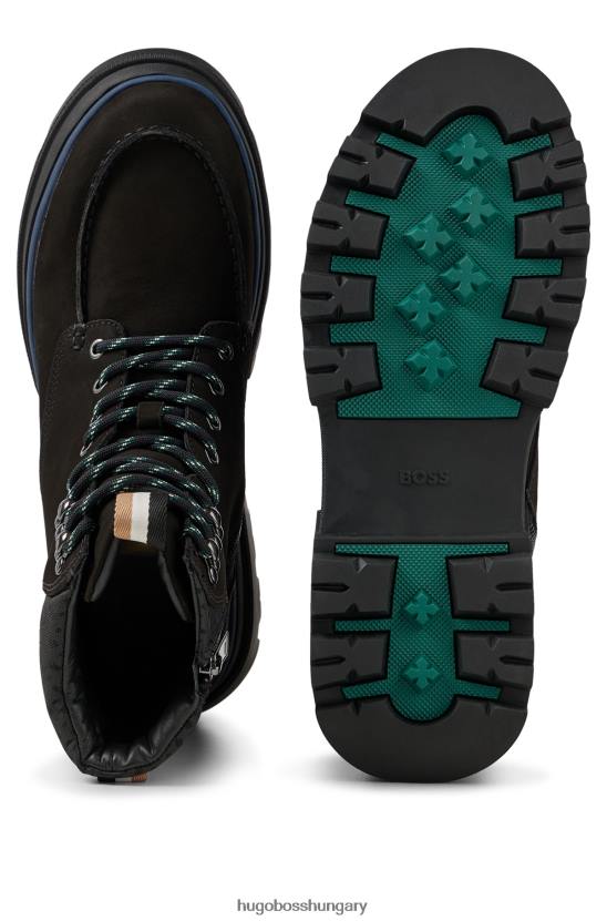 Hugo Boss nubuk bőr csizma monogramos szegéllyel hugo fekete 80P64857 fekete