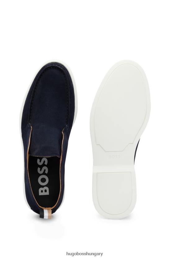 Hugo Boss velúr sivatagi csizma emed logóval és aláírás csíkkal 80P64983 sötétkék