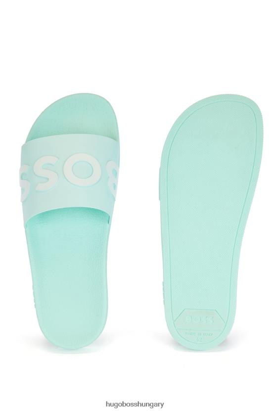 Hugo Boss hugo világoszöld olasz gyártású csúszdák kontraszt logós pánttal 80P64803 világos zöld