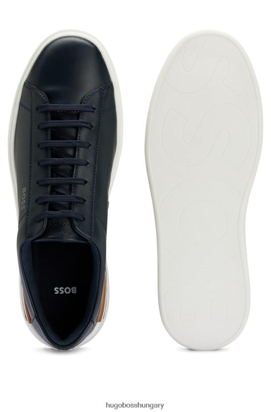 Hugo Boss Sötétkék cupsole edzőcipő jellegzetes csíkos sarokhugoval 80P64836 sötétkék