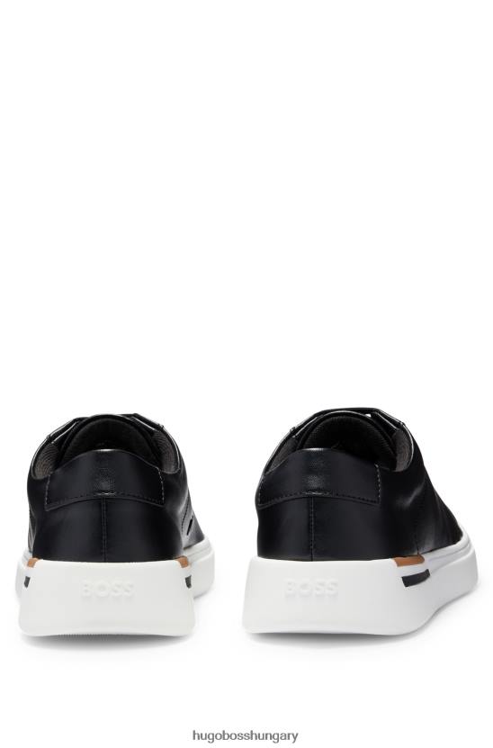 Hugo Boss cupsole edzőcipő jellegzetes csíkos sarok hugo fekete 80P64837 fekete