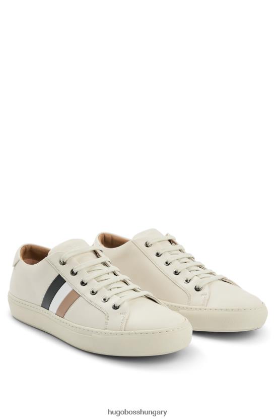 Hugo Boss fehér olasz gyártmányú bőr tornacipő csíkos hugo-val 80P65049 fehér