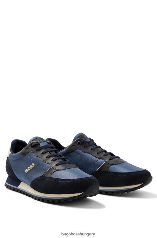 Hugo Boss fekete hugo futóstílusú edzőcipő vegyes anyagokból, emelt logóval 80P64688 fekete kék