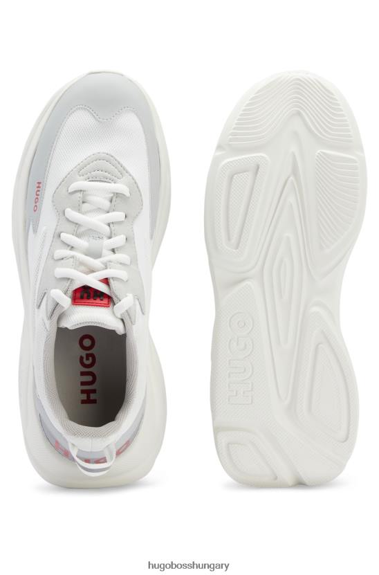 Hugo Boss futás ihletésű edzőcipők vegyes anyagokból logós részletekkel hugo white 80P64899 fehér