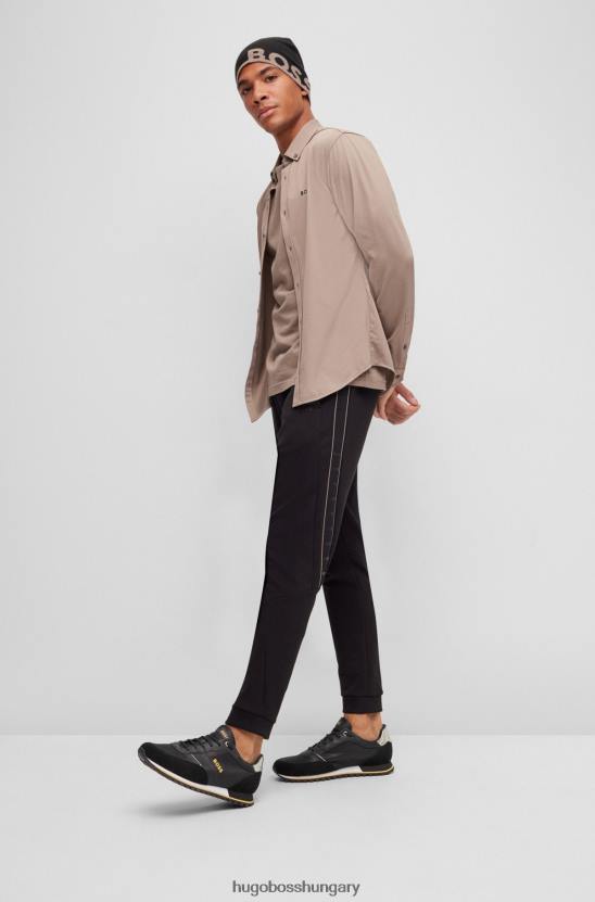 Hugo Boss futóstílusú edzőcipők vegyes anyagokból, magasított logóval hugo black 80P64687 fekete