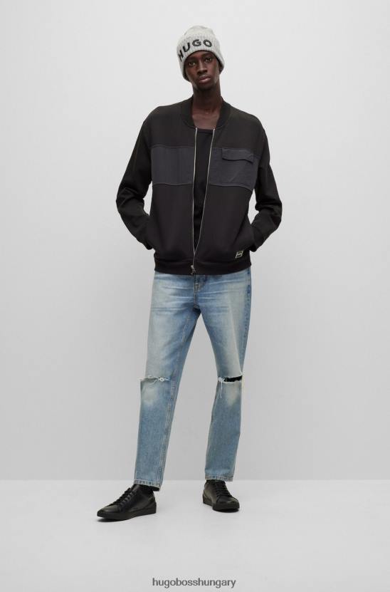 Hugo Boss hugo fekete, alacsony szárú bőr tornacipő kontraszt logóval 80P64909 fekete