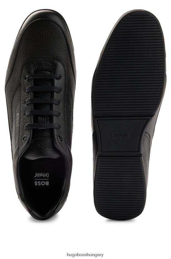 Hugo Boss hugo fekete alsó szárú tornacipő perforált és szemcsés bőrből 80P64765 fekete