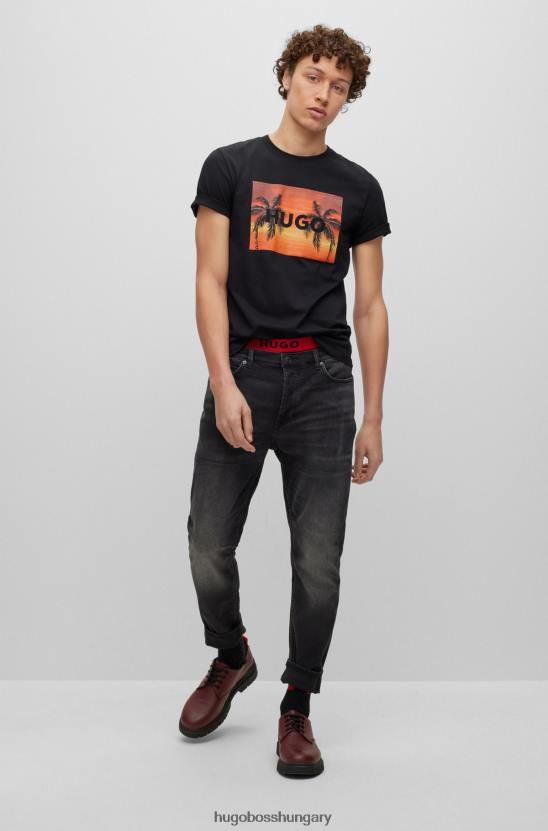 Hugo Boss hugo sötétvörös bőr fűzős cipő egymásra rakott logóval 80P65052 sötét vörös