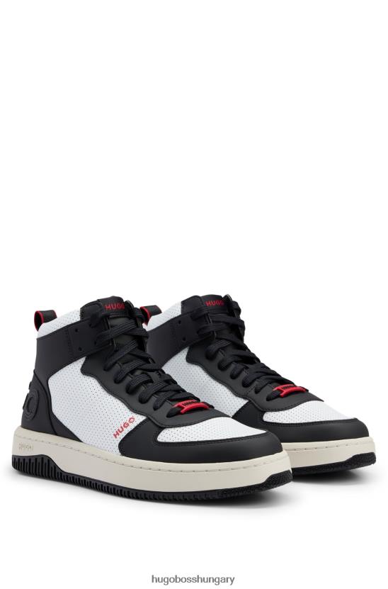 Hugo Boss hugo vegyes anyagú magasszárú tornacipő, fehér hátlap logóval 80P64996 fehér fekete
