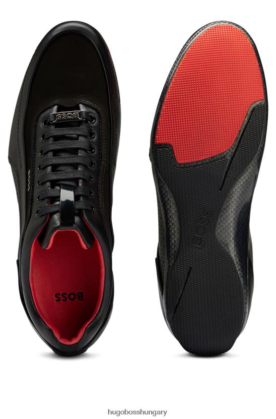 Hugo Boss nappa bőr tornacipő perforált részletekkel fekete hugo 80P64767 fekete