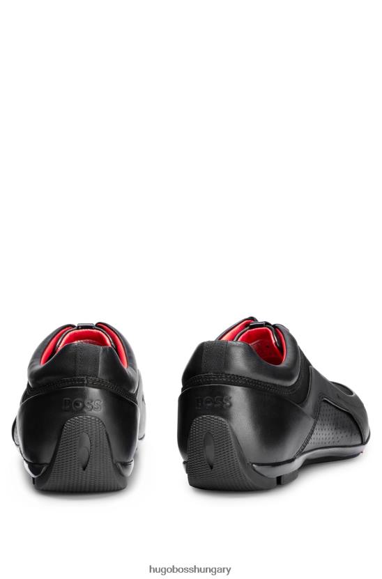 Hugo Boss nappa bőr tornacipő perforált részletekkel fekete hugo 80P64767 fekete