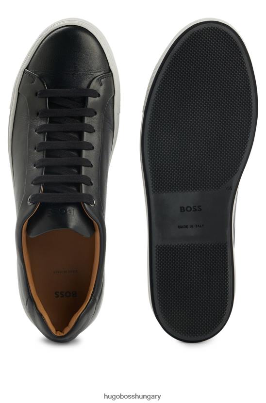 Hugo Boss polírozott bőr alacsony profilú edzőcipő gumitalppal hugo fekete 80P64782 fekete