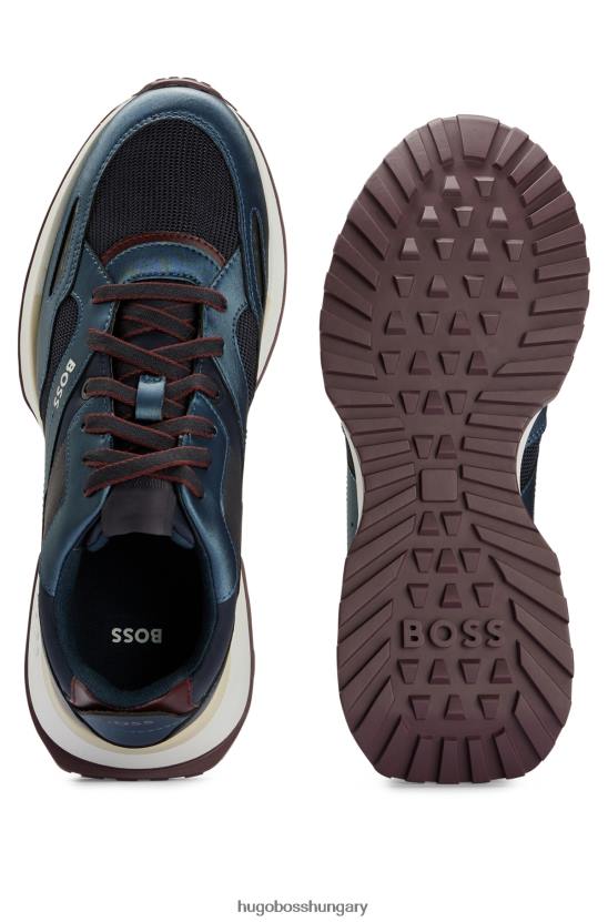 Hugo Boss sötétkék metál tornacipő vegyes anyagokból pop színekkel hugo 80P64699 sötétkék