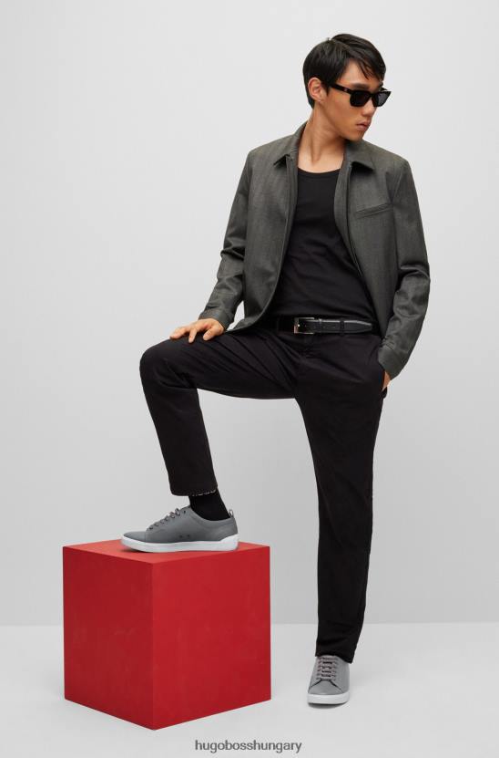 Hugo Boss szemcsés bőr alsó szárú tornacipő logószalaggal hugo szürke 80P64788 szürke