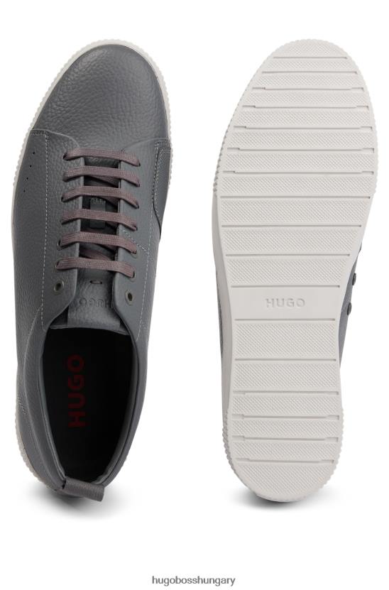 Hugo Boss szemcsés bőr alsó szárú tornacipő logószalaggal hugo szürke 80P64788 szürke