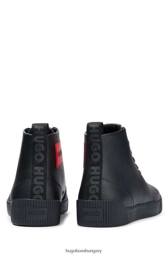 Hugo Boss szemcsés bőr tornacipő piros logóval hugo black címkével 80P64757 fekete