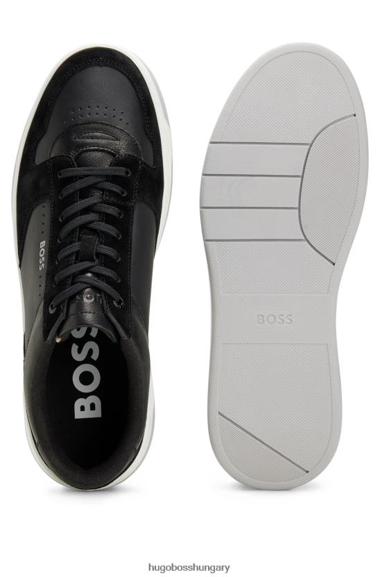 Hugo Boss vegyes bőr tornacipő logós részletekkel hugo fekete 80P64925 fekete