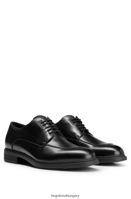 Hugo Boss cserzett bőr derby cipő kényelmes béléssel, fekete hugo 80P64676 fekete