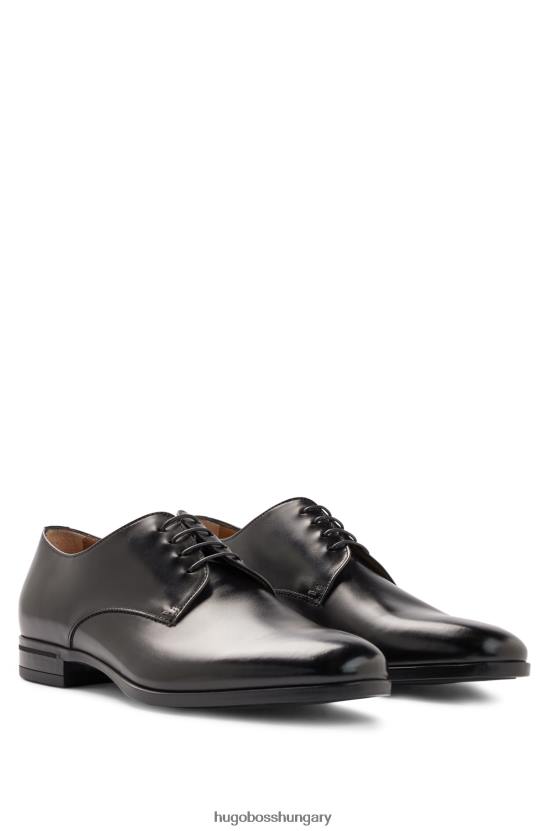 Hugo Boss fekete hugo olasz gyártmányú derby cipő növényi cserzett bőrből 80P64814 fekete