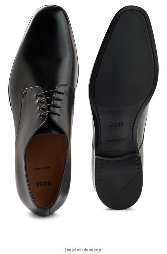 Hugo Boss fekete hugo olasz gyártmányú derby cipő növényi cserzett bőrből 80P64814 fekete
