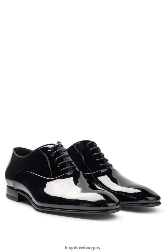 Hugo Boss fekete oxford cipő lakkbőrből, grosgrain csövekkel hugo 80P64729 fekete