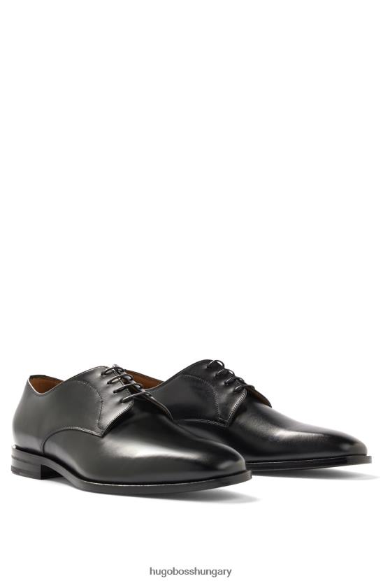 Hugo Boss hugo fekete olasz gyártmányú derby cipő bőrből, varrott részletekkel 80P64809 fekete