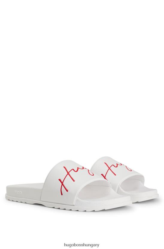 Hugo Boss logós csúszdák kontúros hugo fehér talpbetéttel 80P64993 fehér