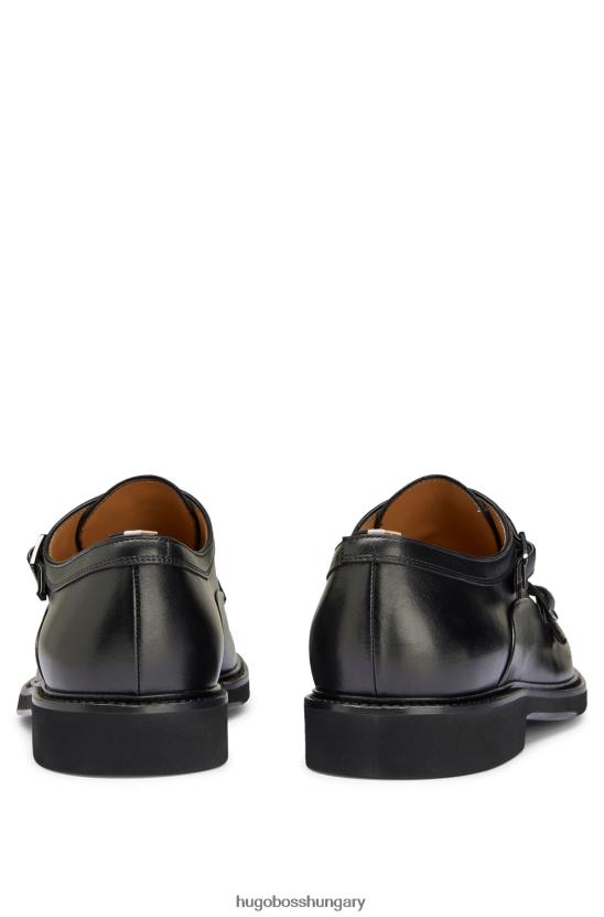 Hugo Boss bőr dupla szerzetes cipő párnázott talpbetéttel hugo black 80P64813 fekete