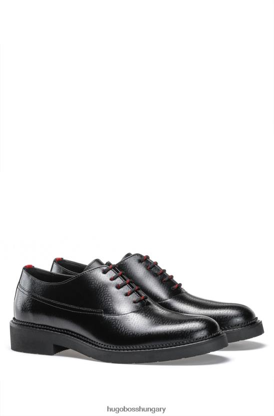 Hugo Boss fekete logós derby cipő ecsettel lehúzható bőr hugo-ban 80P65028 fekete