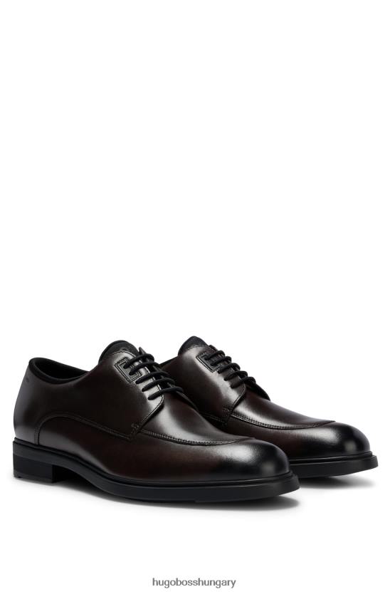 Hugo Boss hugo cserzett bőr derby cipő hangulatos sötétbarna béléssel 80P64675 sötétbarna
