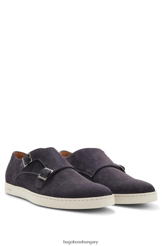 Hugo Boss sötétkék dupla szerzetes cipő velúrból, gumi külső talppal hugo 80P64818 sötétkék