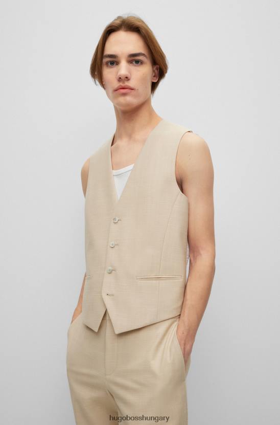 Hugo Boss Bézs vékony szabású mellény mintás sztreccs szövetből hugo 80P64534 bézs