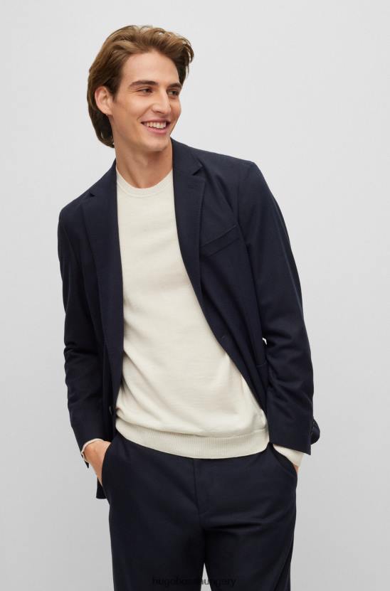 Hugo Boss béleletlen, vékony szabású kabát bemetszett hajtókakkal, sötétkék hugo 80P63544 sötétkék