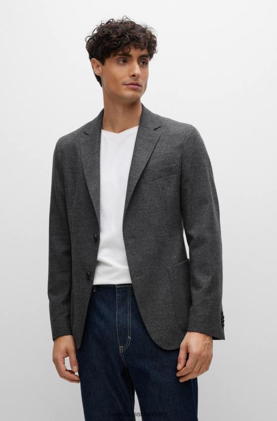 Hugo Boss béleletlen, vékony szabású kabát rovátkolt hajtókakkal hugo sötétszürke 80P63546 sötétszürke