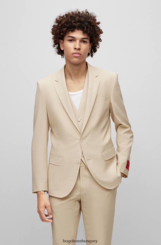 Hugo Boss bézs hugo slim-fit kabát mintás performance-stretch anyagból 80P63947 bézs